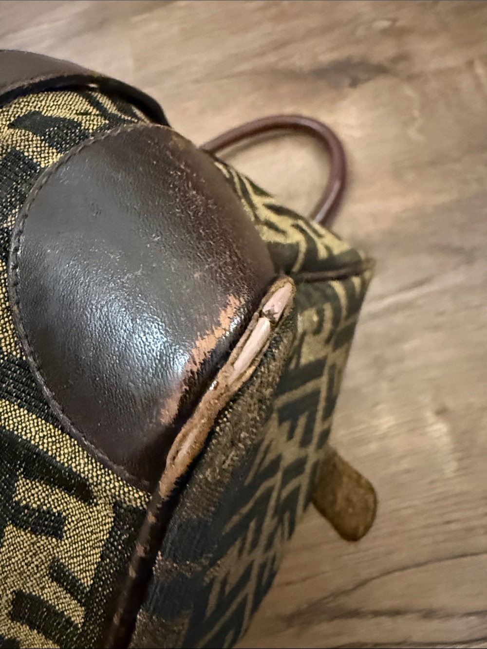 Vintage Zucca Fendi Boston Bag Brown & Tan FF Logo Canvas Tote Small Duffel - Picture 11 of 17